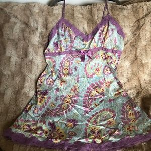 LUXURY NICK&NORA 100%SILK CHEMISE, RARE PLUS SIZEXXL,VHTF,  EUC,VIBRANT, ELEGANT